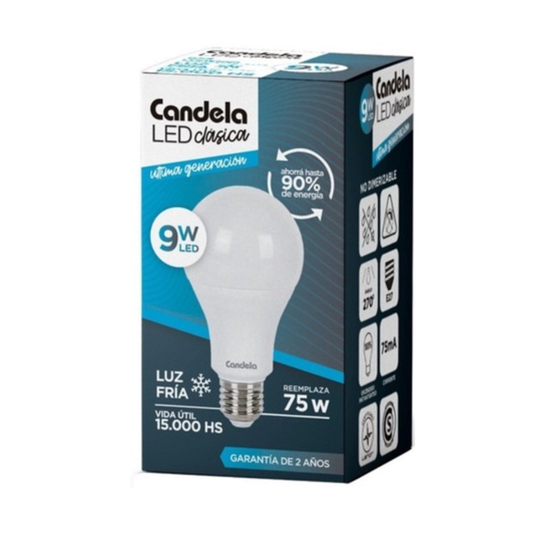 LAMPARA LED CANDELA 9W FRIA (5XB)