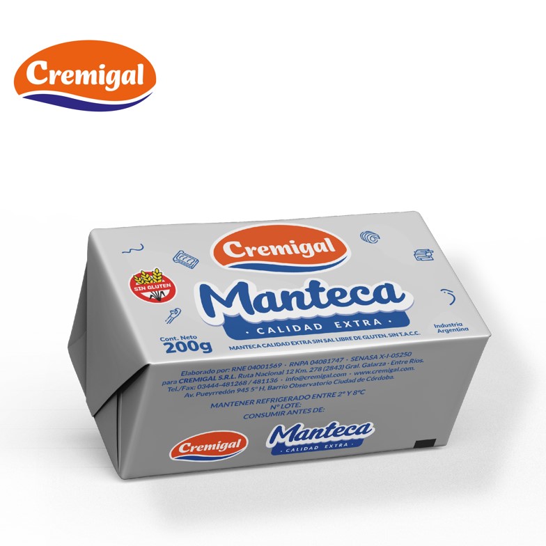 MANTECA CREMIGAL 200 GR S/SAL