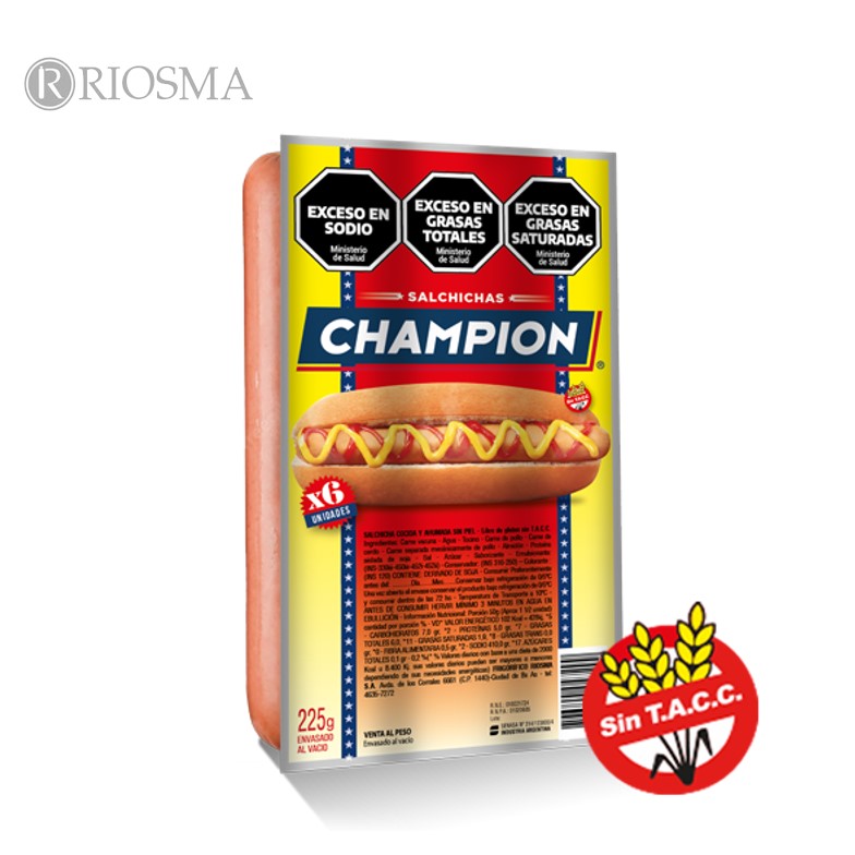 SALCHICHAS CHAMPION 6U SIN TAC (20XB)