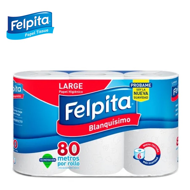 PAPEL HIG FELPITA BLANQUISIMO 6X80 M (10XB)