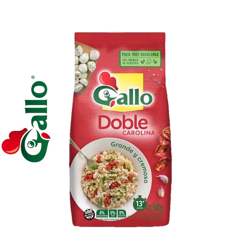 ARROZ GALLO 500 GR DOBLE CAROLINA BOLSA (10XB)
