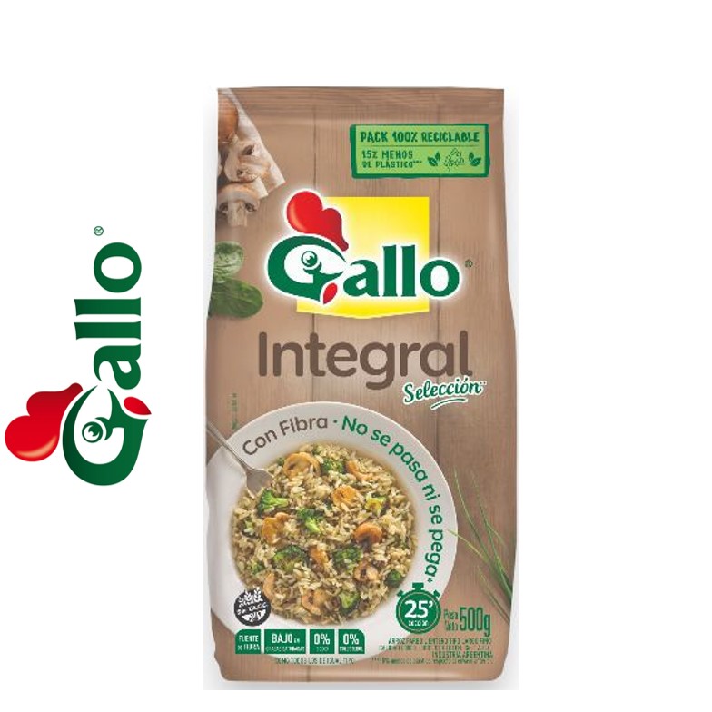 ARROZ GALLO 500 GR INTEGRAL BOLSA (10XB)