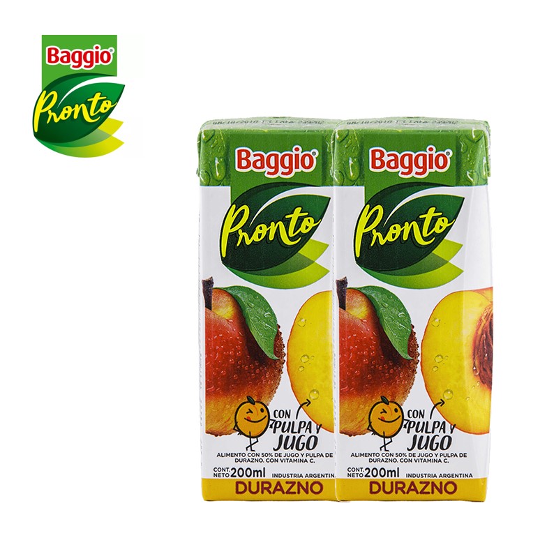 JUGO BAGGIO 200 ML DURAZNO X 18 U (18XB)