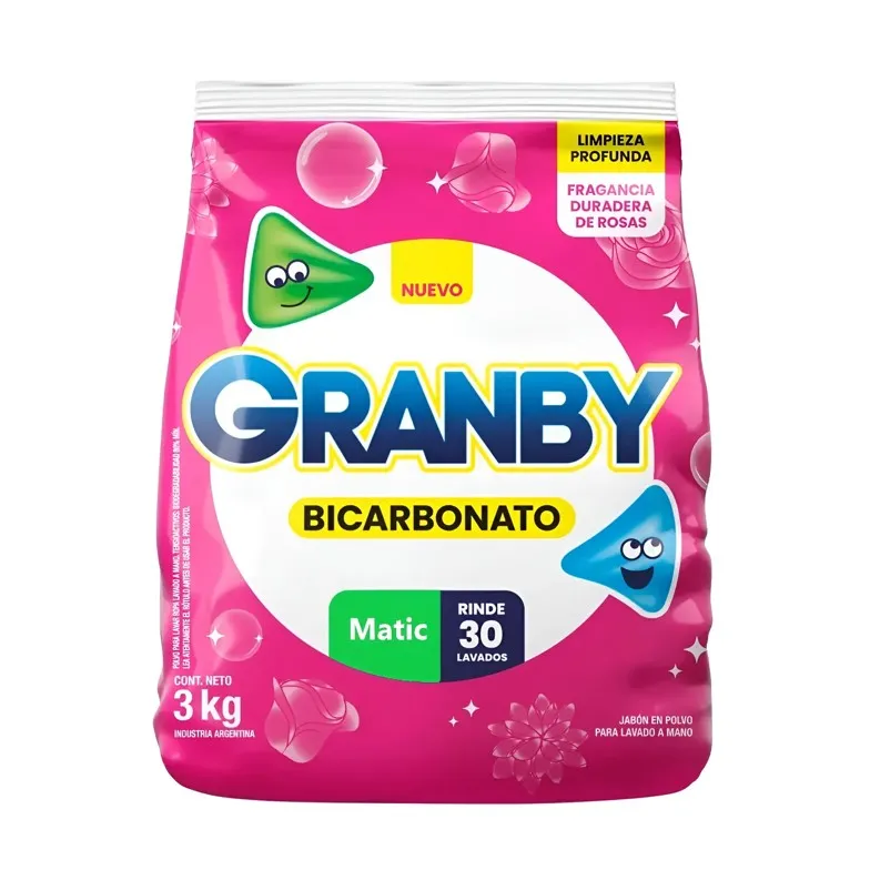 JABON PVO GRANBY MATIC 3KG ROSAS