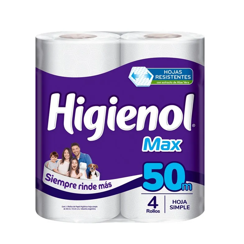 PAPEL HIG HIGIENOL MAX ALOE 4 X 50M