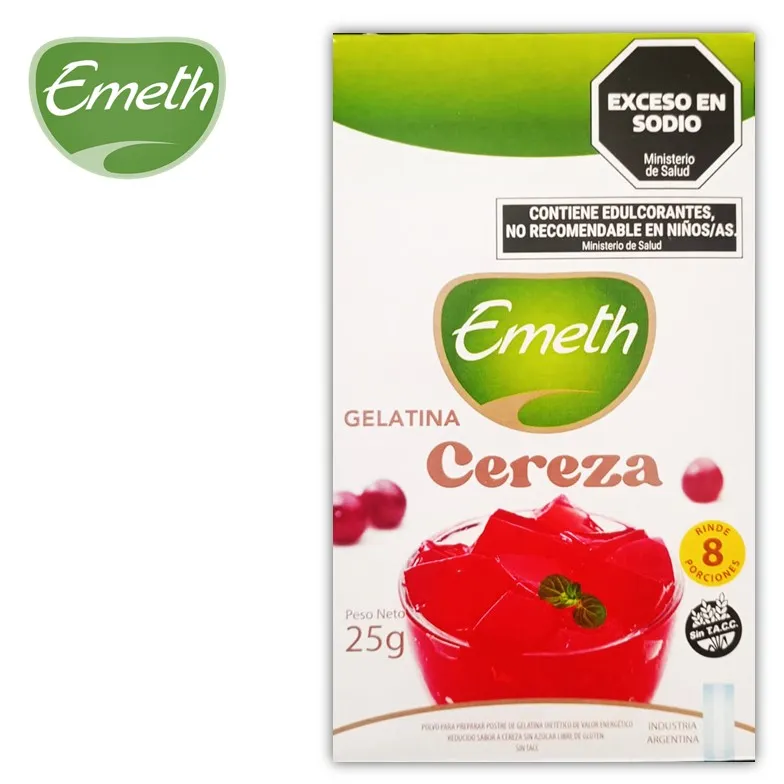 GELATINA EMETH 25 GR CEREZA LIGHT (6XB)