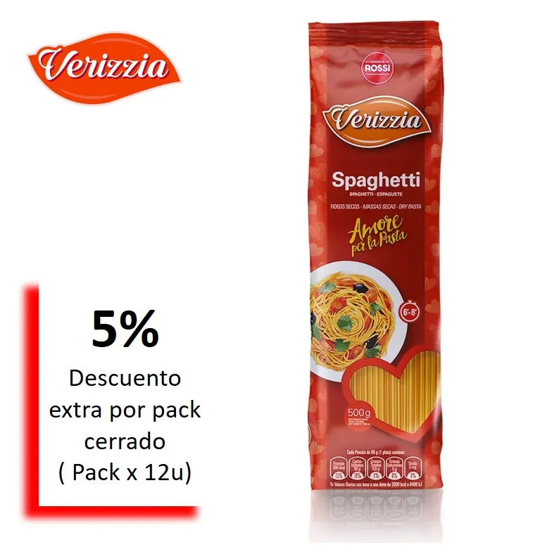 FIDEOS VERIZZIA 500 GR SPAGUETTI (12XB)