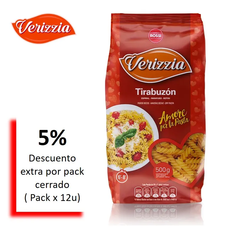 FIDEOS VERIZZIA 500 GR  TIRABUZON (12XB)