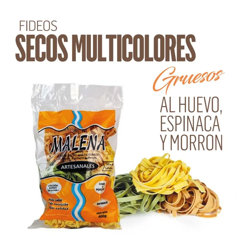 FIDEOS MALENA NIDO MULTICOLOR GR 400G (18XB)