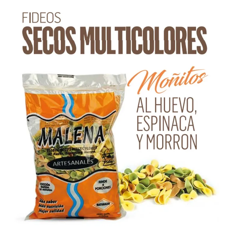 FIDEOS MALENA MOÑO COLOR 400G (24XB)