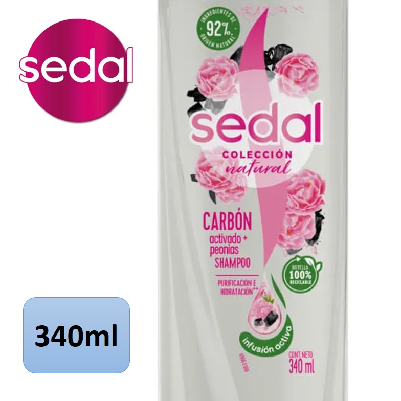 SHAMPOO SEDAL 340 ML CARBON ACT Y PEONIAS (12XB)