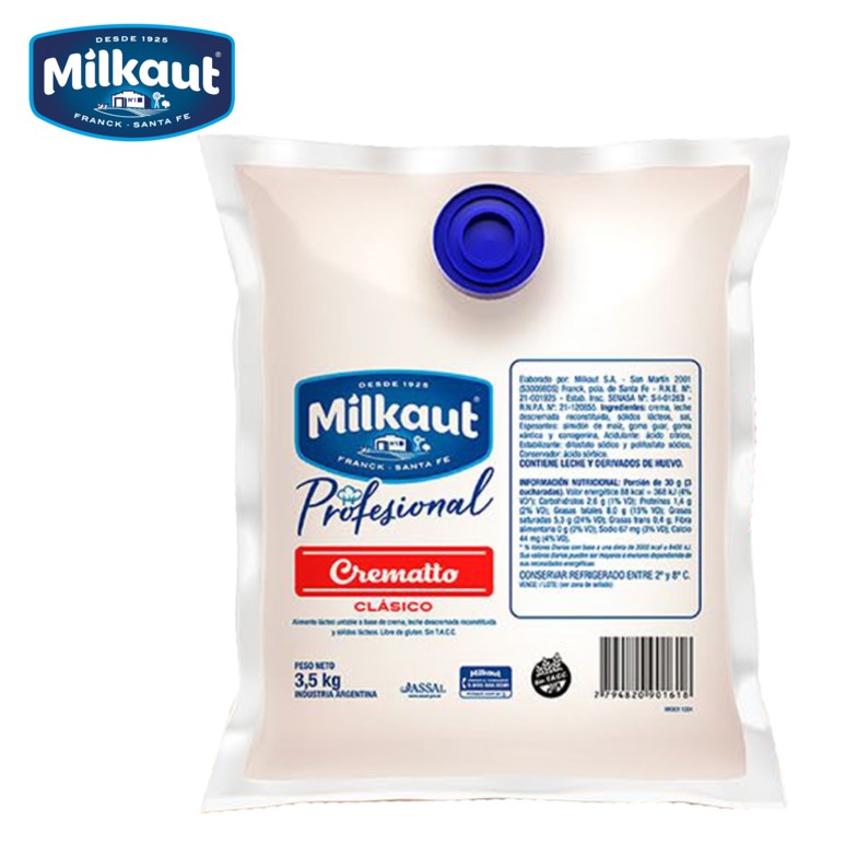 QUESO CREMA MILKAUT 3.5 KG CREMATTO POUCH(12XB)