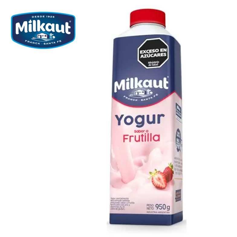 YOGUR MILKAUT 950 GR BOT FRUTILLA - imagen 2
