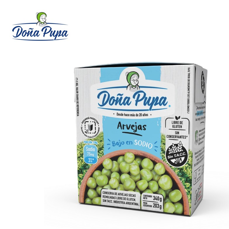 ARVEJA DOÑA PUPA 340 GR BAJO SODIO (24XB)