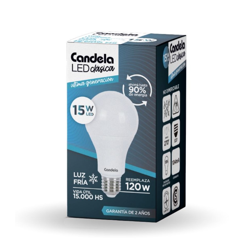 LAMPARA LED CANDELA 15 W  FRIA (6XB)