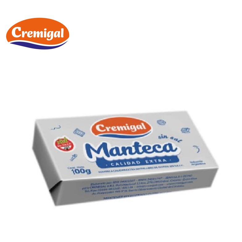 MANTECA CREMIGAL 100 GR S/SAL (30XB)