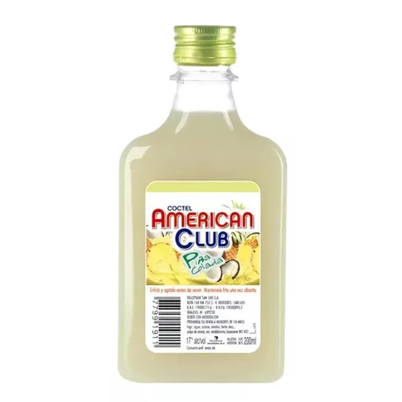 PETACA AMERICAN CLUB 200 ML PIÑA COLADA (12XB)