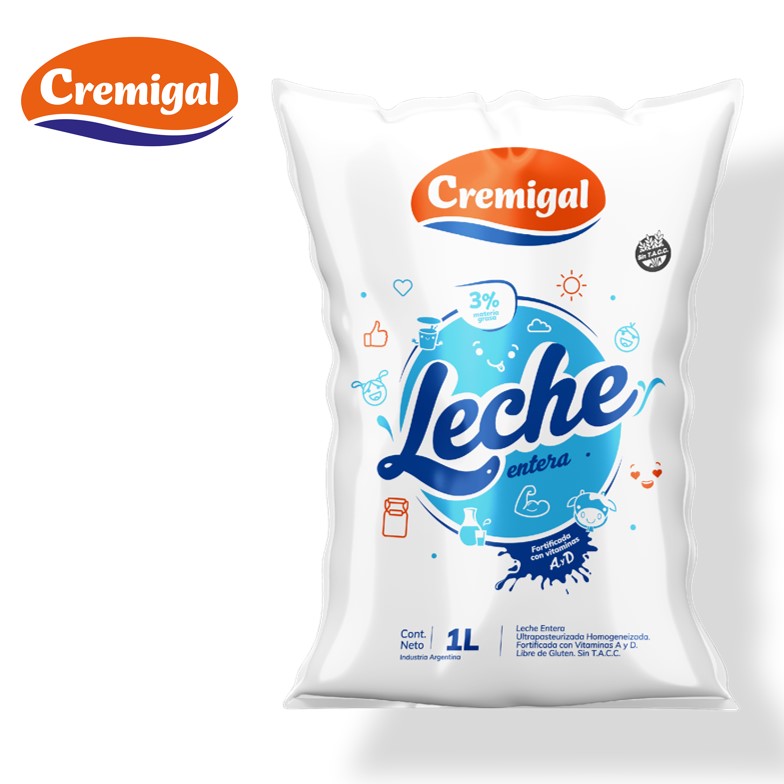LECHE CREMIGAL ENTERA SACHET 1LT (12XB) - imagen 2