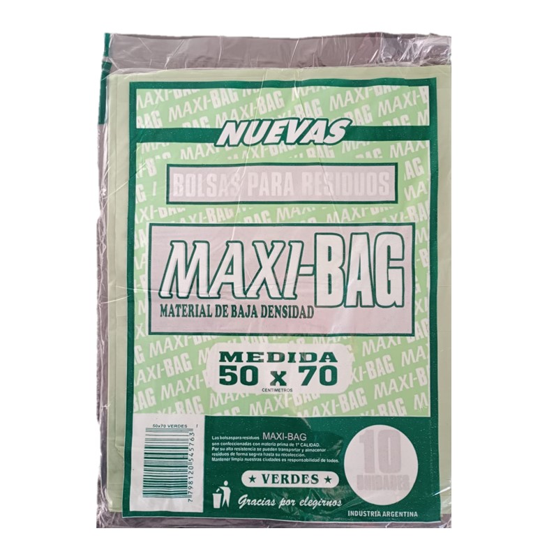BOLSA MAXI-BAG 10 U 50X70CM VERDE
