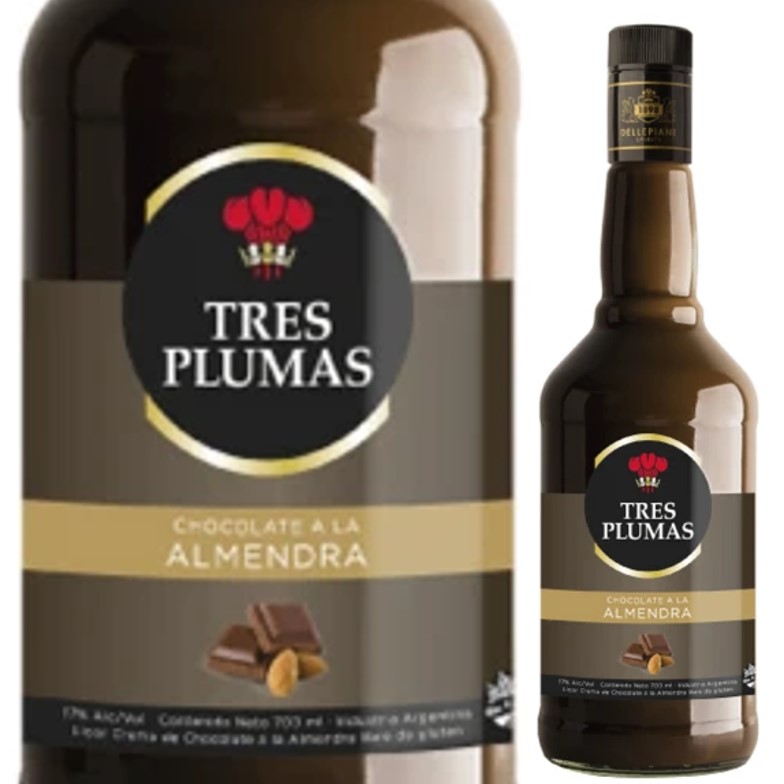LICOR TRES PLUMAS 700ML CHOCO/ALMENDRAS (6XB)