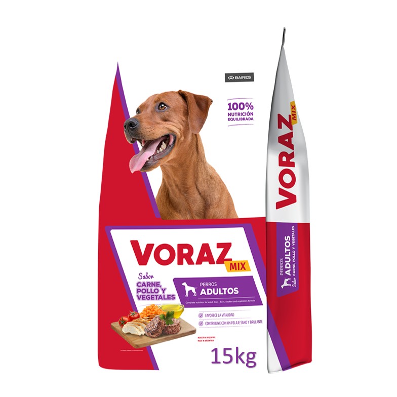 ALIM PERROS VORAZ 15 KG MIX AD (1XB)