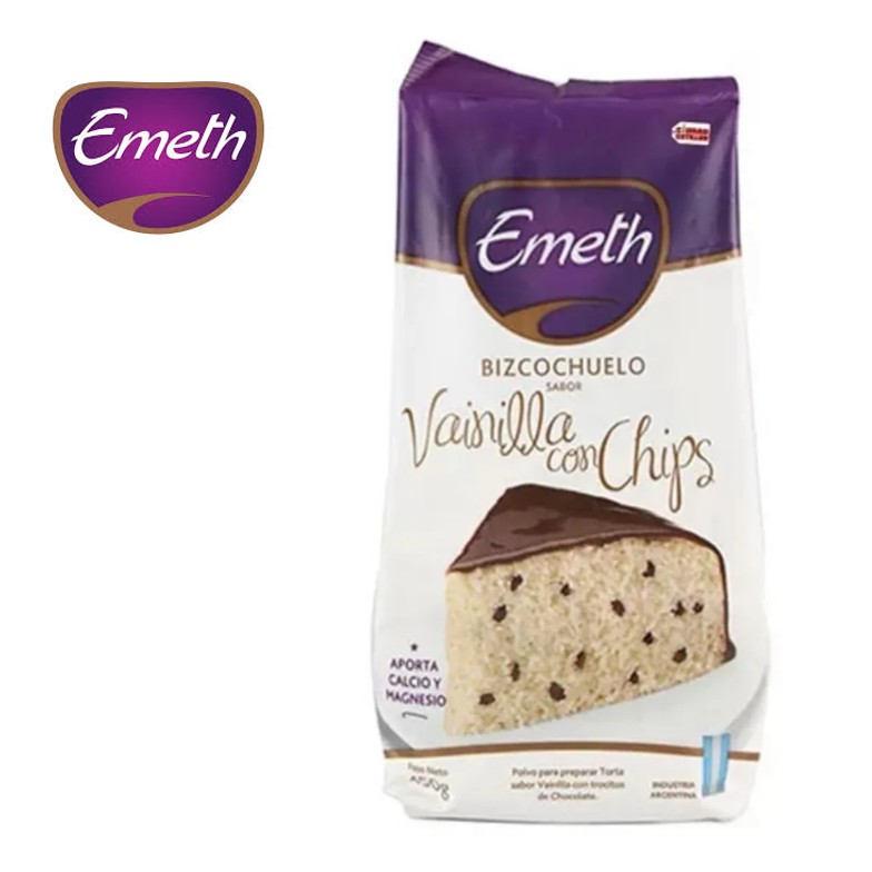 BIZCOCHUELO EMETH 450 GR VAIN C/CHIPS(8XB)
