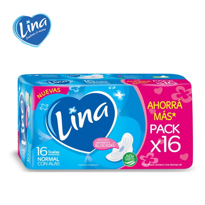 TOALLA FEM LINA 16 U C/ALAS (24XB)