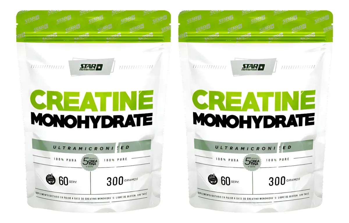 Combo X2 Star Nutrition Creatina Monohydrate Doy Pack 300grs Sabor Sin Sabor