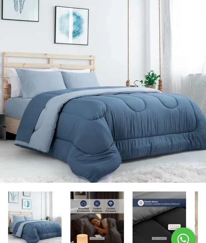 ACOLCHADO 2 PLAZAS Y MEDIA BITONO PREMIUM JEAN CARTIER 