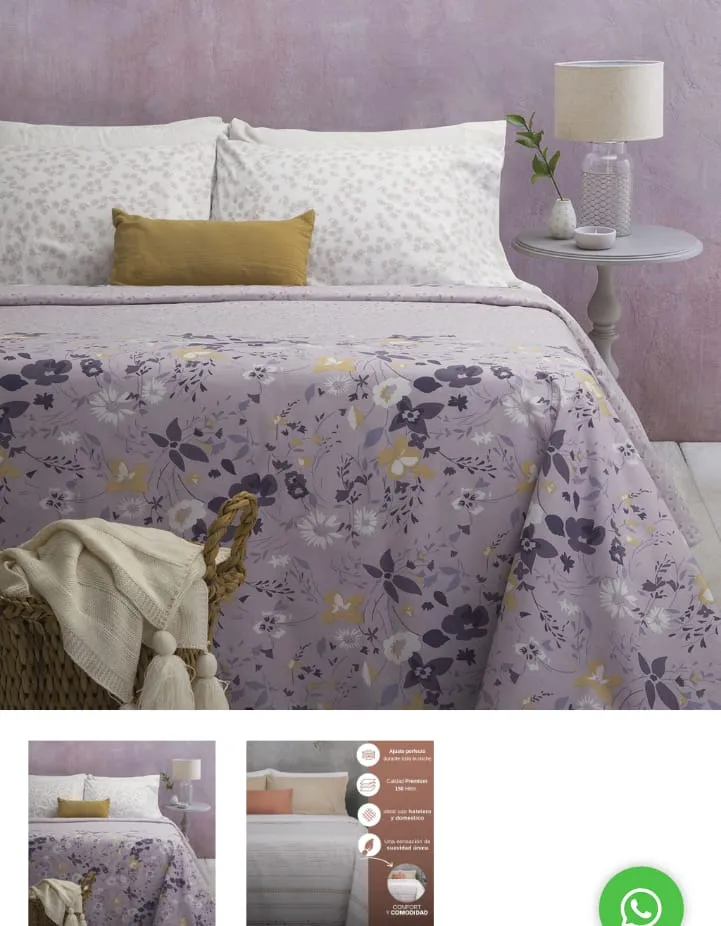 JUEGO DE SÁBANAS KING SIZE 150 HILOS ESTAMPADAS AMELIA JEAN CARTIER 