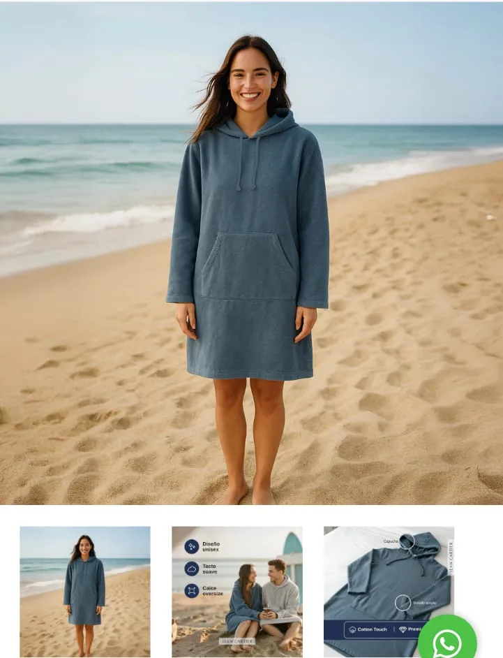 BUZO OVERSIZE PLAYERO SECADO RÁPIDO CON CAPUCHA JEAN CARTIER 