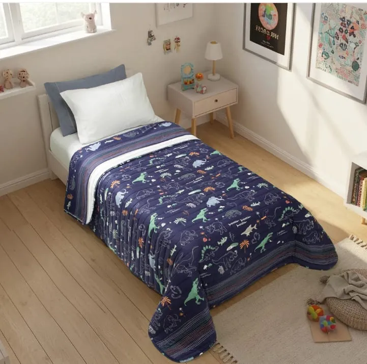 COVER INFANTIL 1 1/2 PLAZAS REVERSIBLE AZUL- JEAN CARTIER 