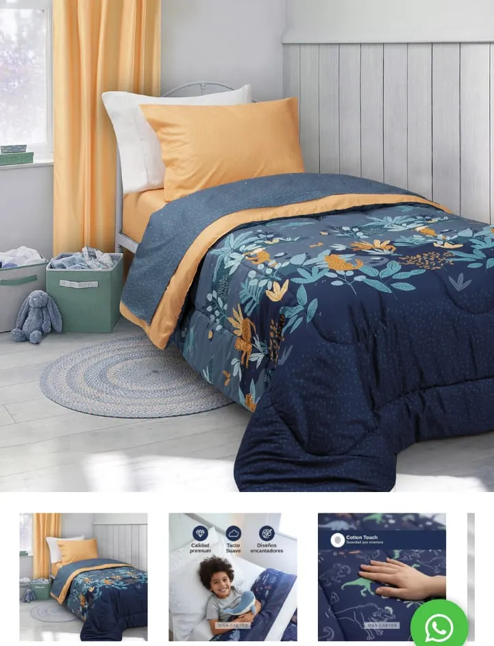 ACOLCHADO 1 1 /2 PLAZA INFANTIL PREMIUM MUNDO SILVESTRE- JEAN CARTIER 