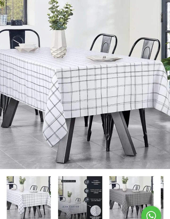 MANTEL DE COCINA ESTAMPADO CUADRICULA 150 X 200 CM - JEAN CARTIER 