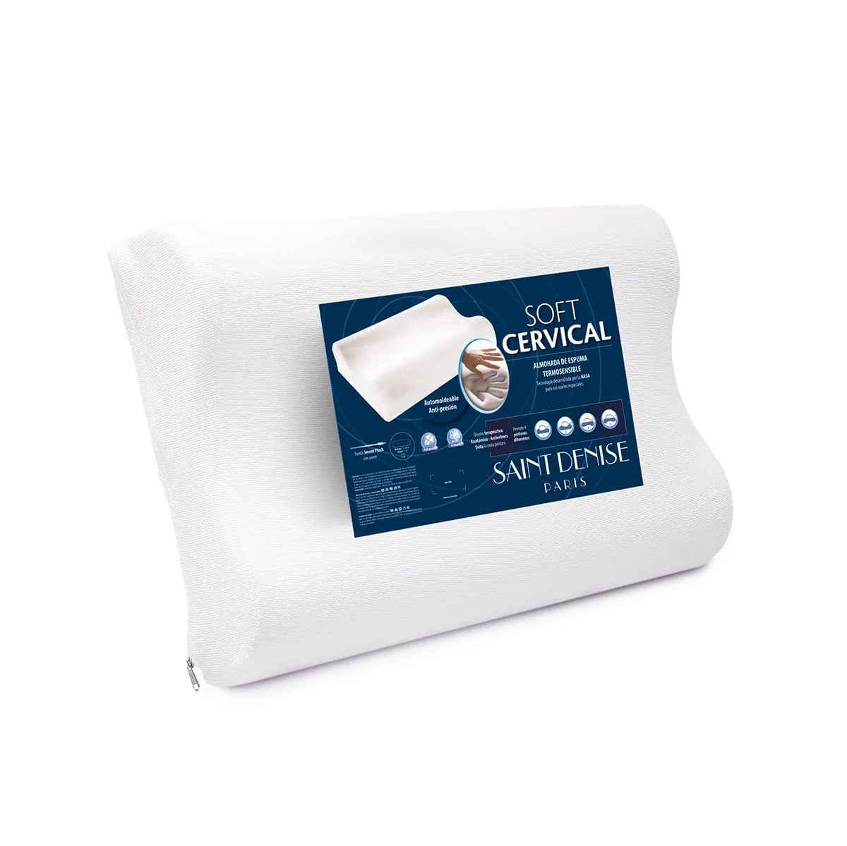 ALMOHADA VISCOELASTICA DE ESPUMA TERMOSENSIBLE 57 X 40 CM- MICROFIBRA PREMIUM- SAINT DENISE 
