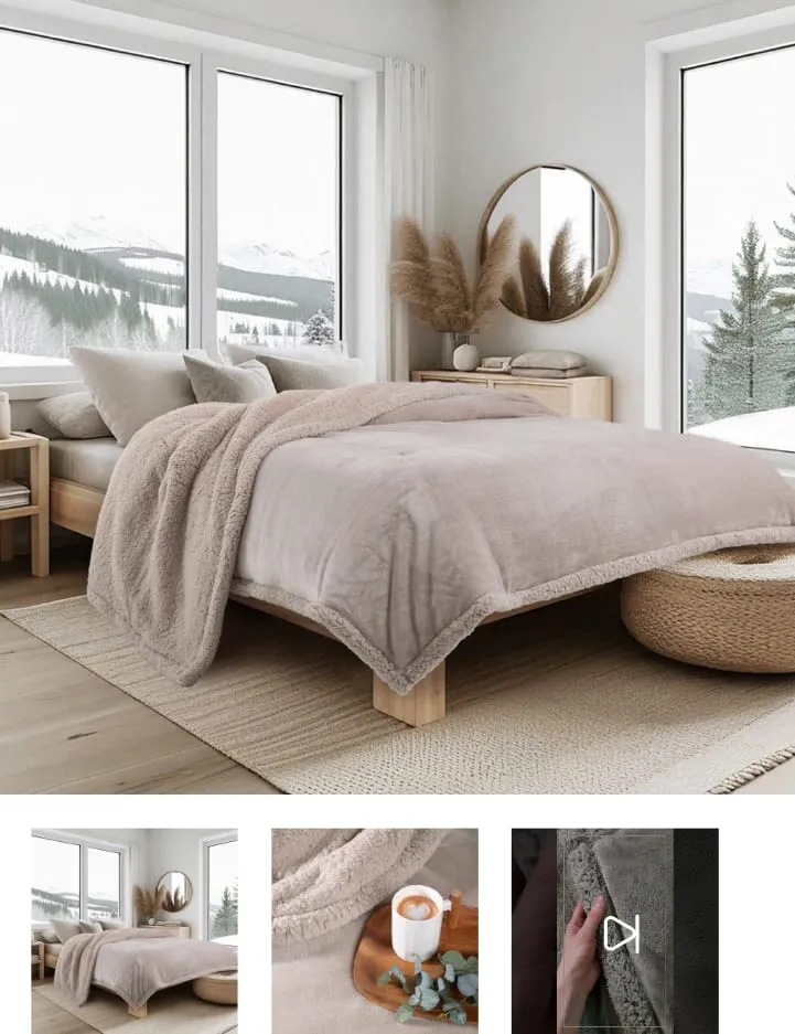 EDREDÓN QUEEN SIZE TOSTADO SUAVE FLANNEL FLEECE Y CORDERITO PALETTE 