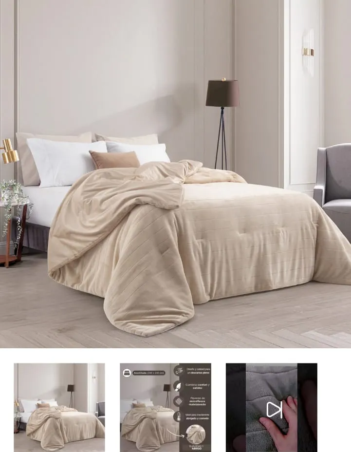 EDREDÓN KING SIZE PREMIUM SUPER SOFT CON REVERDO DE MICROFLEECE NUDE JEAN CARTIER 