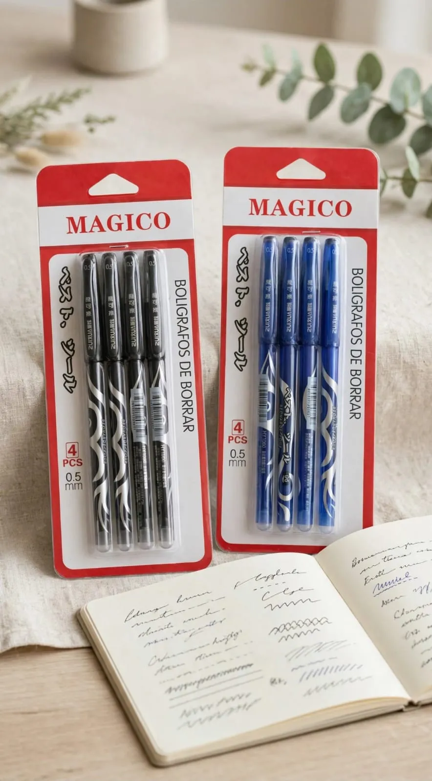 Lapiceras con goma x4 Azul y Negro