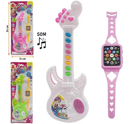 Guitarra en blister con reloj