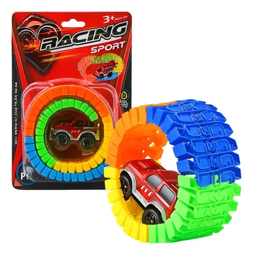 Pista de autos flexible y desarmable a pila 
