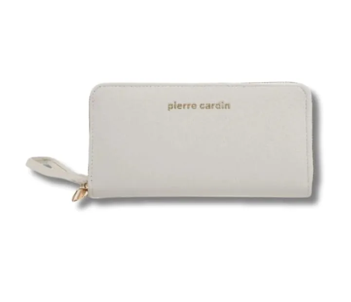 BILLETERA LARGA PIERRE CARDIN DE CUERO SINTÉTICO CON SOLAPA 27 X 19 X 2 CM COLOR BLANCO (PCMBI14C)