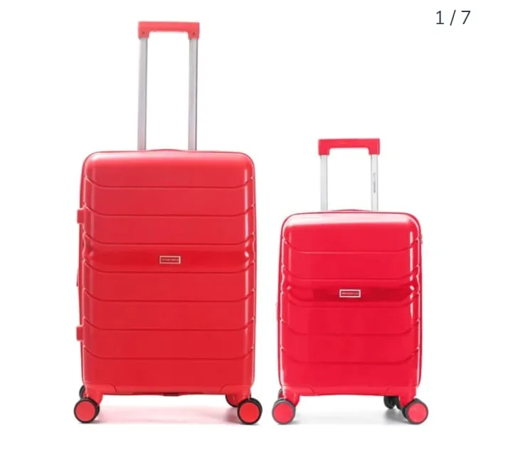SET X 2 VALIJAS WANDERLUST MATERIAL PP 4 RUEDAS 20-24 PULGADAS COLOR ROJO ( 39743)