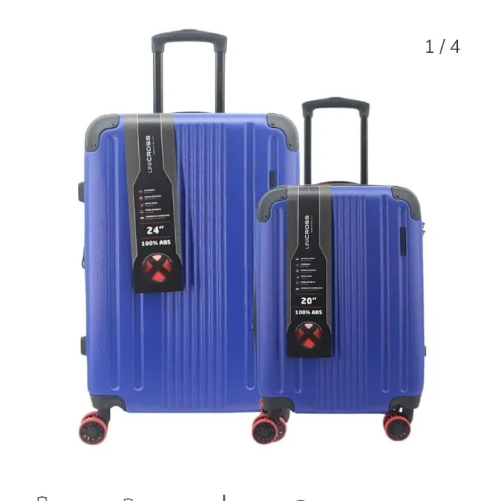 SET X 2 VALIJAS UNICROSS ABS 4 RUEDAS 20 -24 PULGADAS COLOR AZUL PRECIO POR SET ( 62206F)