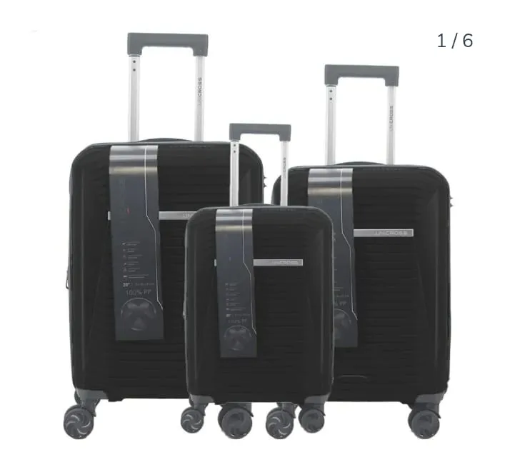 SET X 3 VALIJAS UNICROSS RIGIDAS 4 RUEDAS 20 - 24 - 28 PULGADAS COLOR NEGRO PRECIO UNITARIO ( 622081N)