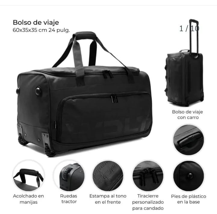 BOLSO DEPORTIVO WANDERLUST 3 CIERRES 22 PULGADAS 55 X 30 X 25 COLOR NEGRO ( 38410)