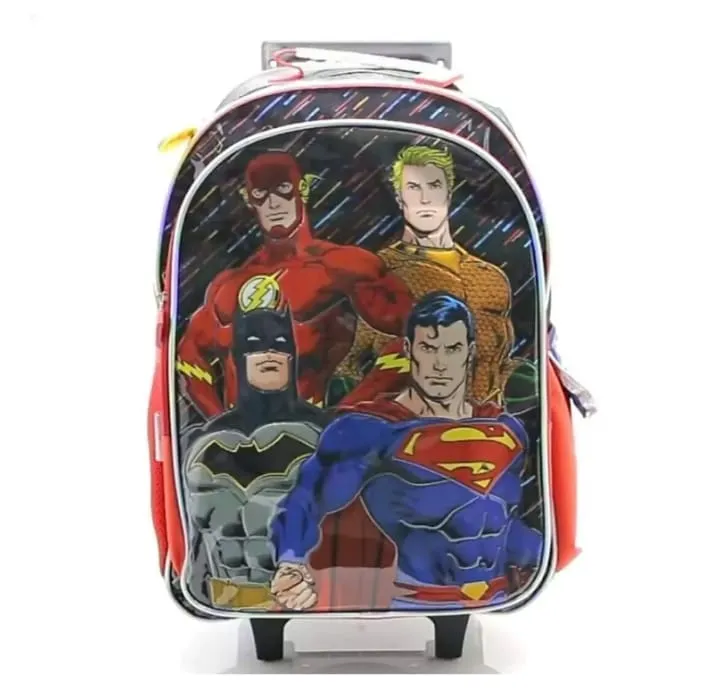 MOCHILA CARRO CRESKO LIGA DE LA JUSTICIA 3 CIERRES 18 PULGADAS 45 X 35 X 18 CM COLOR NEGRO PRECIO UNITARIO ( LJ391)