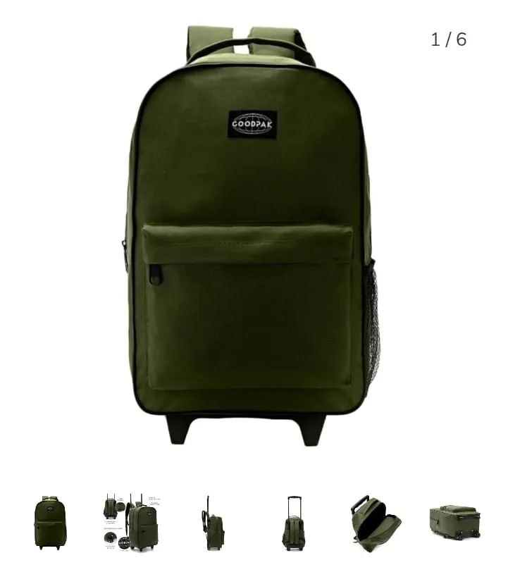 MOCHILA CARRO SKORA 2 CIERRES 17 PULGADAS 43 X 30 X 17 CM COLOR VERDE PRECIO UNITARIO (BTS) ( 37487)