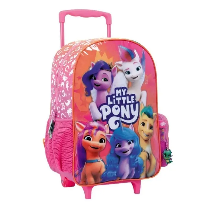 MOCHILA CARRO MULTICOLOR WABRO MY LITTLE PONY 2 CIERRES 16 PULGADAS 42 X 31 X 14 CM PRECIO UNITARIO ( BTS) ( 73203)