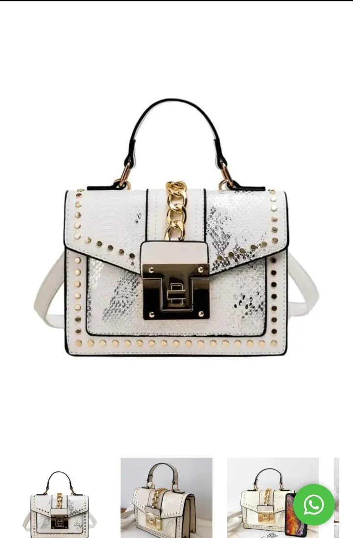 CARTERA REINA COLOR BLANCO CUERO SINTÉTICO 21 X 16 X 9 CM.