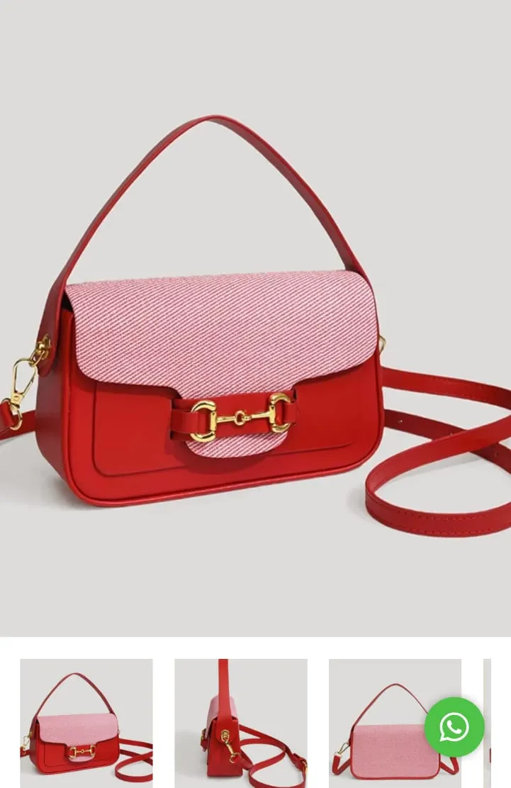 CARTERA SENTRA COLOR ROJO CUERO SINTÉTICO Y TAPA DE TELA 21 X 13 X 8 CM